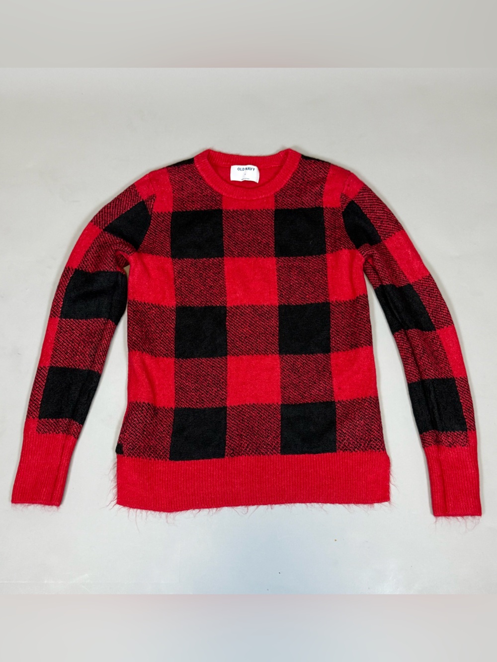Old Navy Red & Black Buffalo Plaid Sweater Women’s XS